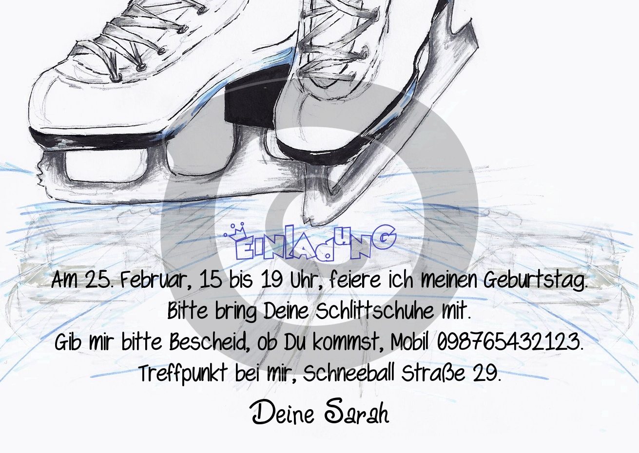 Einladungskarte Schlittschuhlaufen - Einladungskarte Eislaufen Einladungskarte Schlittschuhlaufen - Einladungskarte Eislaufen